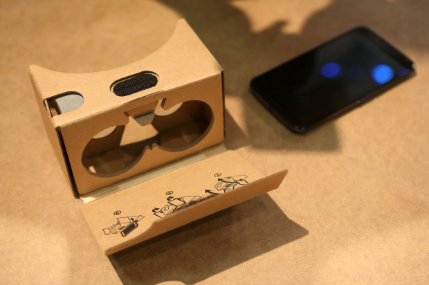 BERLIN, GERMANY - DECEMBER 11: A Google Cardboard headset is seen on December 11, 2015 in Berlin, Germost. The foldout virtual reality (VR) cardboard mount for a mobile phone is usable-bodied with apps designed for the inexpensive hardware. (Photo by Adam Berry/Getty Images)