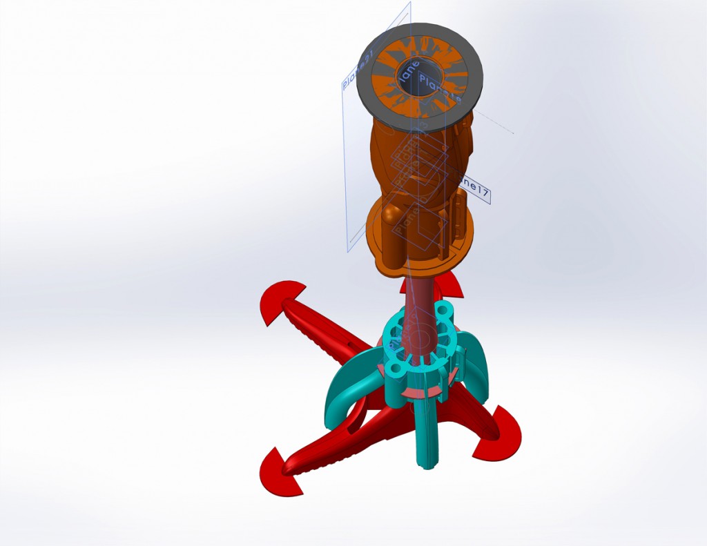 stork with 3D printed orthosis CAD