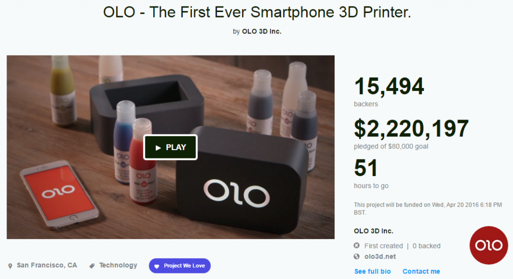 OLO - The First Ever Smartphone 3D Printer.