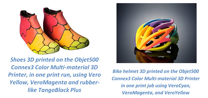 3D Printed Full Color Helmet Shoes Connex3 Machine Stratasys 