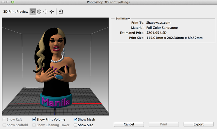 3D Printing photoshop 3D model