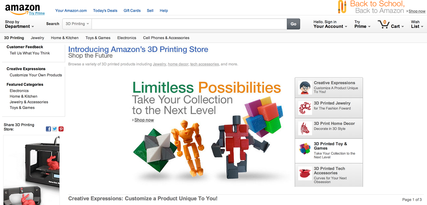 amazon offers 3d printed products