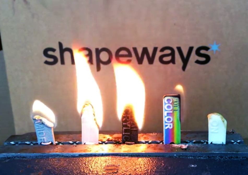 3D printing materials on fire shapeways