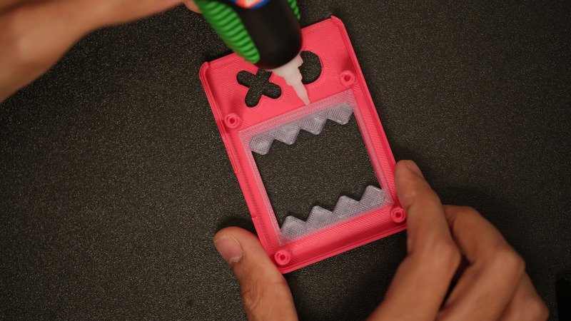 gluing 3D printed teeth onto raspberry pi b+ case