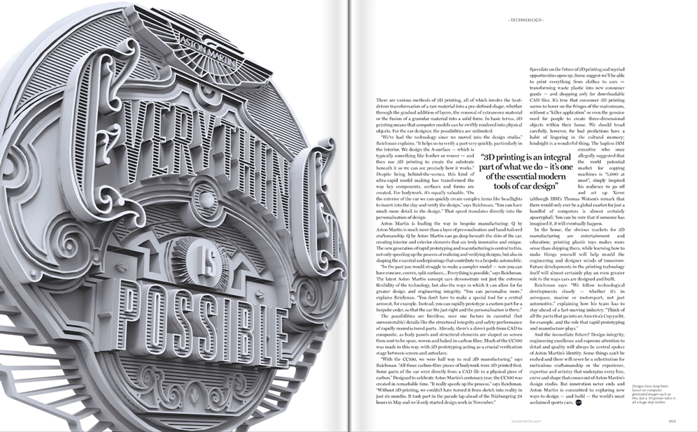 aston martin magazine typeface 3d printing