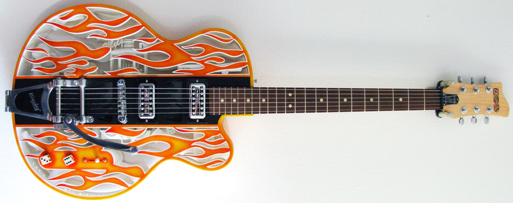 3D printed american graffiti semi-acoustic guitar by olaf diegel