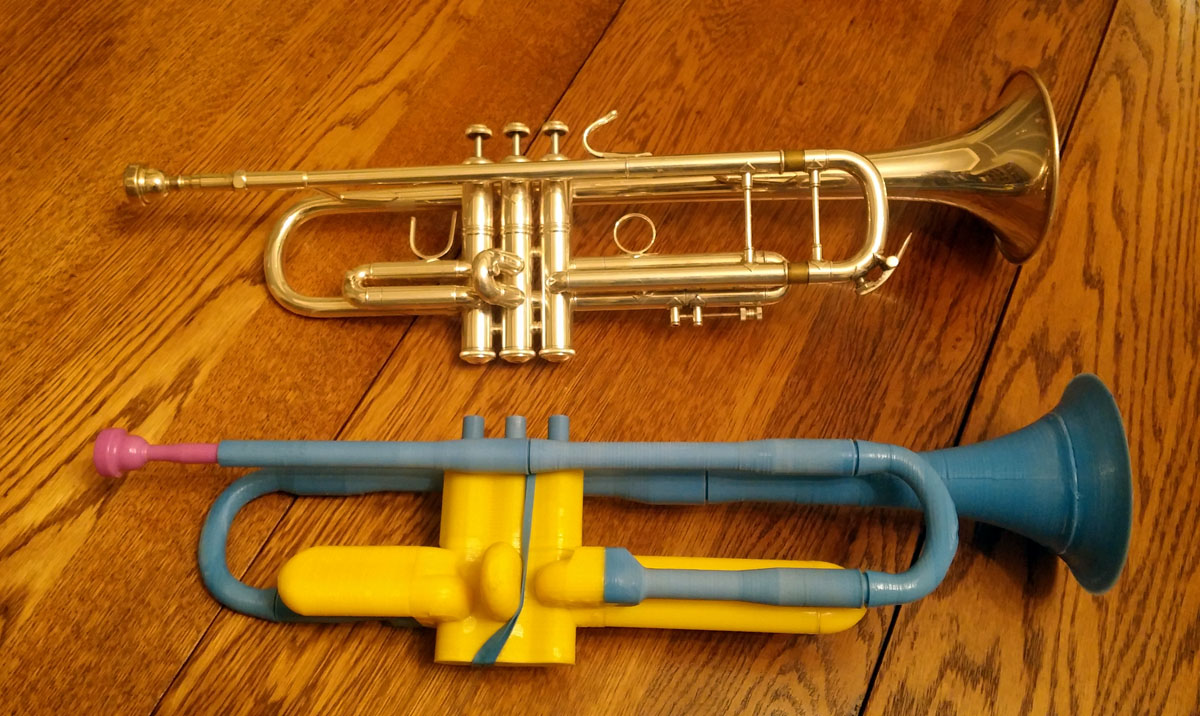 real trumpet vs 3D printed trumpet