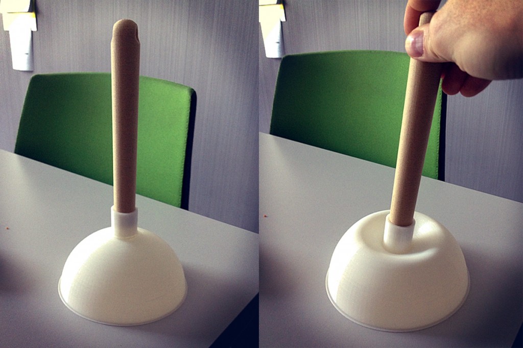 3D printed toilet plunger from cd3D functioning dry test