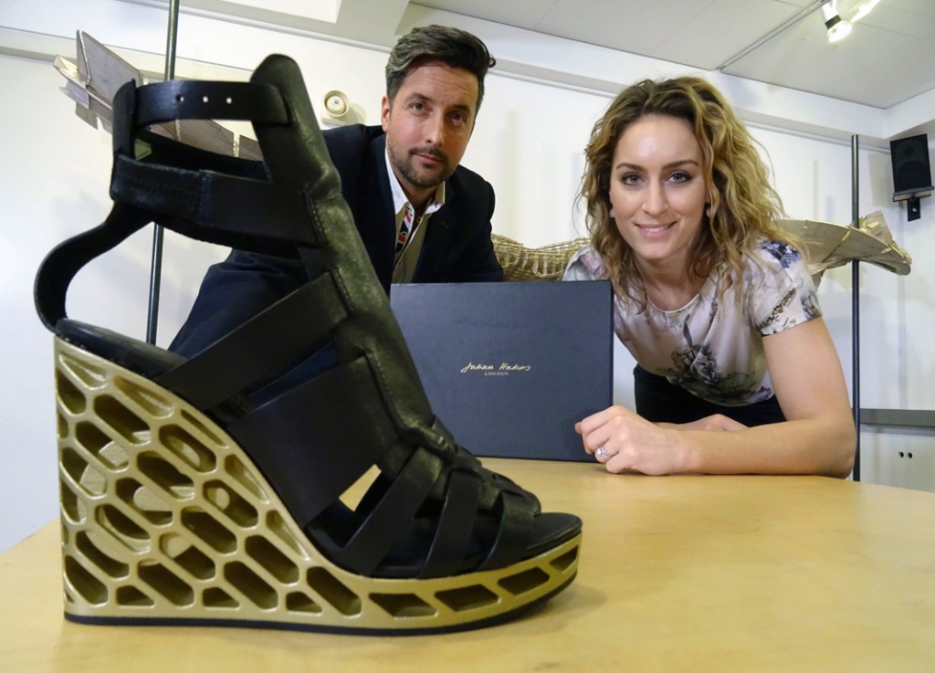 L-R Julian Hakes and Amy Williams 3D printed shoe