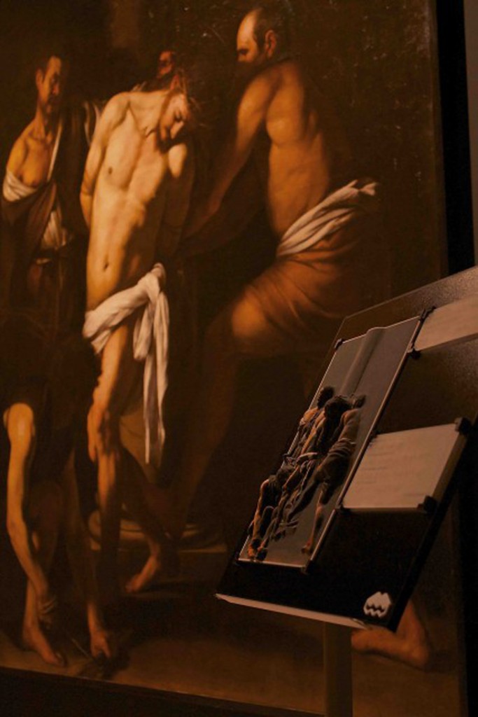 3D printed caravaggio flagellation of christ by MakersForArt with painting
