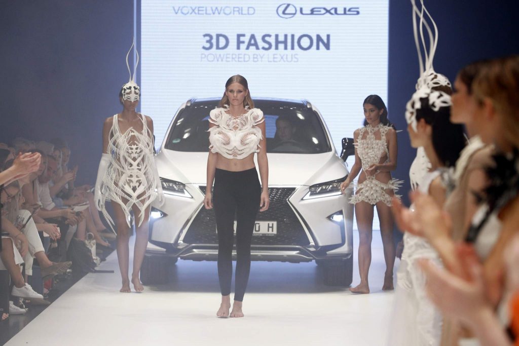 DUESSELDORF, GERMANY - JULY 23: Models walk the runway at the 3D Fashion Presented By Lexus show during Platform Fashion July 2016 at Areal Boehler on July 23, 2016 in Duesseldorf, Germany. (Photo by Andreas Rentz/Getty Images for Platform Fashion)