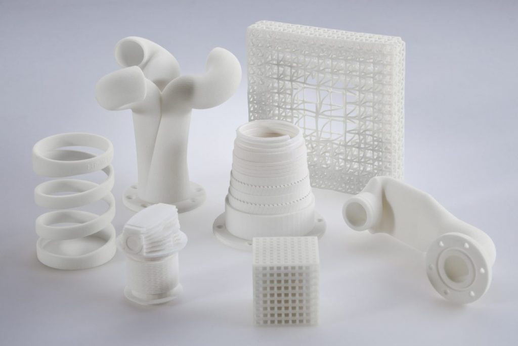 Components 3D printed from Evonik VESTOSINT powder. Photo via Evonik.