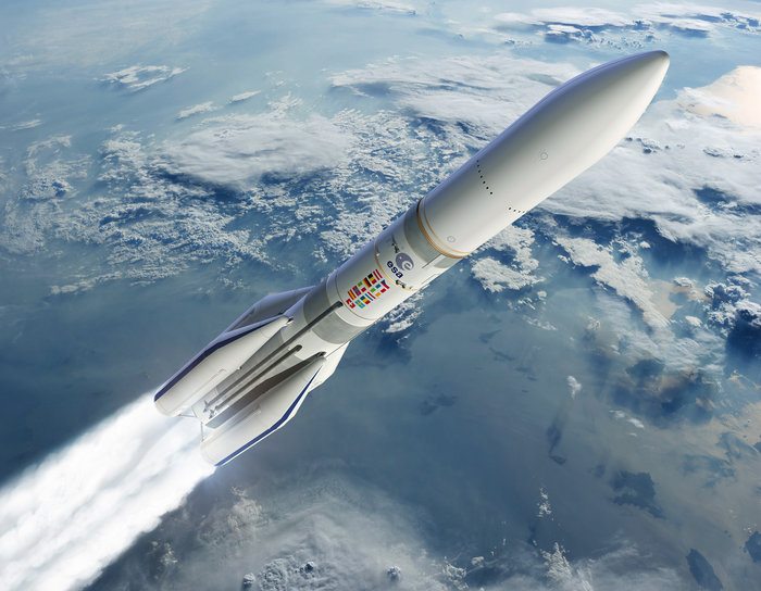 Artist's representation of the Ariane 6 launch Image via: ESA, David Ducros