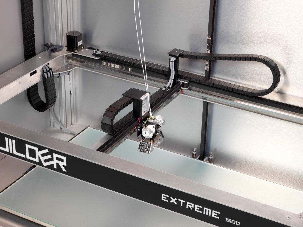 Dual feed extruder on the Extreme 1500. Photo via: Builder 3D