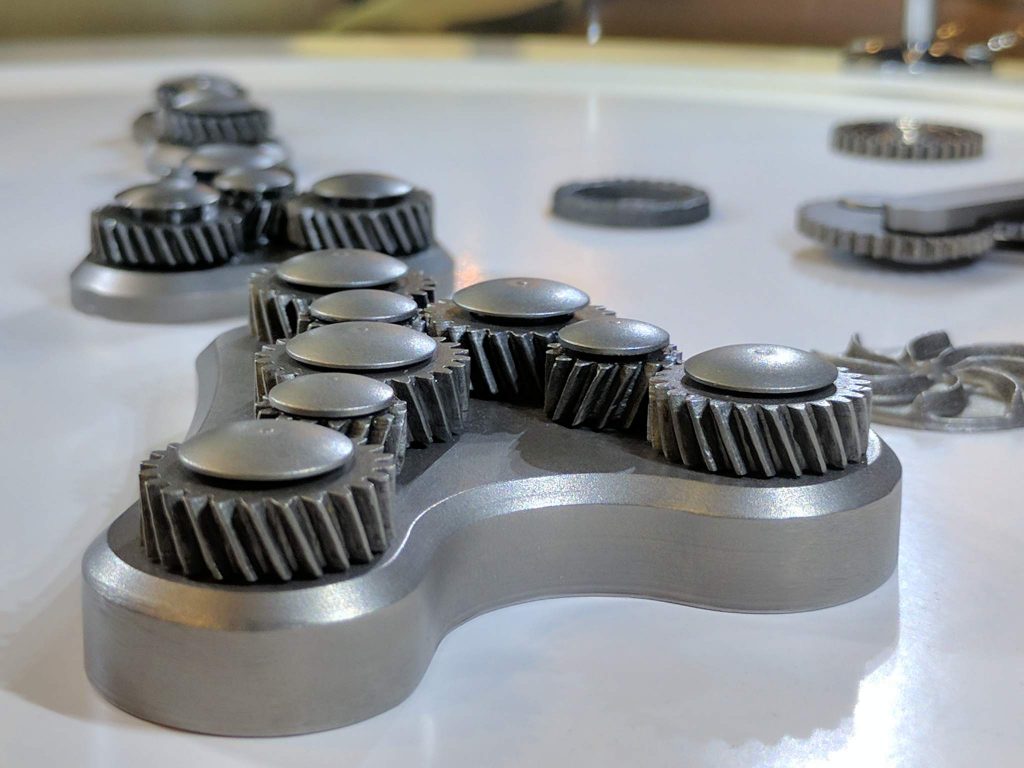 Metal gears printed by XJet Nano Particle Jetting. Photo by Michael Petch