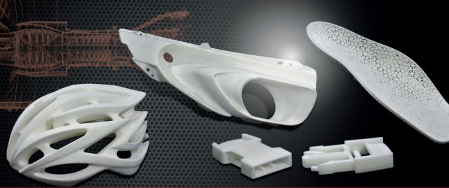 Plastic parts printed by the Prodways ProMaker P1000 printer