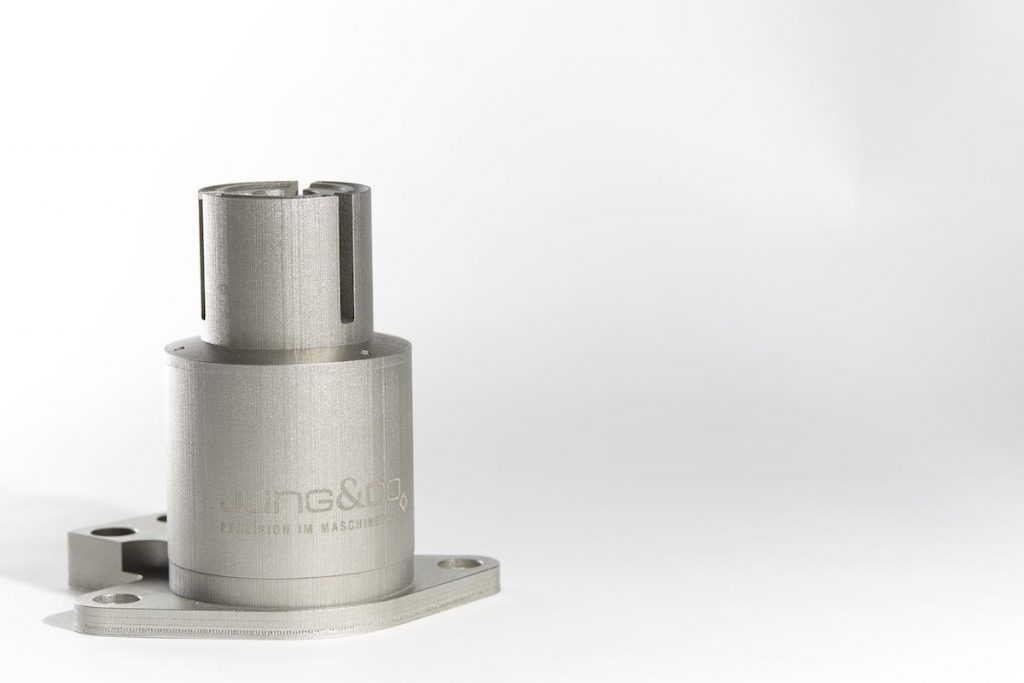 A finished laser sintered can filler valve. Photo via: Jung & Co.