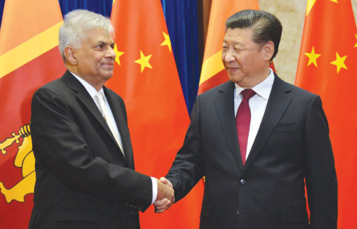Ranil Wickremesinghe and Chinese President Xi Jinping. Image via SaudiGazette. 