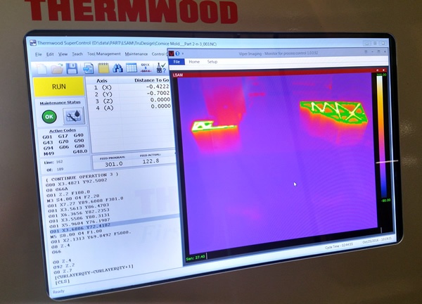 The full colour thermal image shown of the printed part. Image via Thermwood. 
