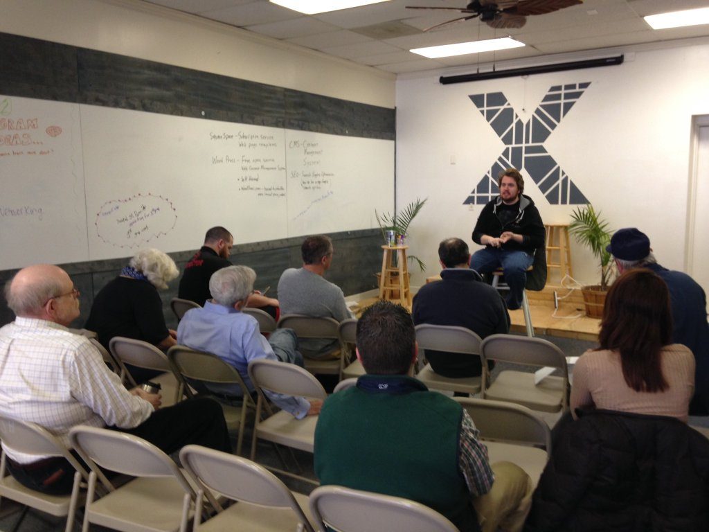 A seminar in the old Foundry where businesses will be soon 3D printing. Photo via: coworkfxbg on Twitter