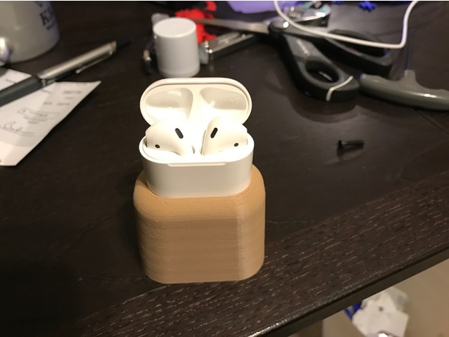 The 3D printed AirPod case dock in action. Photo via jimbojsb on Thingiverse. 