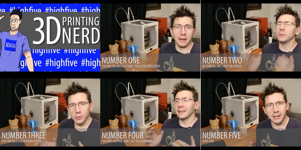 3D Printing Nerd's advice to new Makers Screenshots via: <a href="https://www.youtube.com/channel/UC_7aK9PpYTqt08ERh1MewlQ">3D Printing Nerd </a>on Youtube.