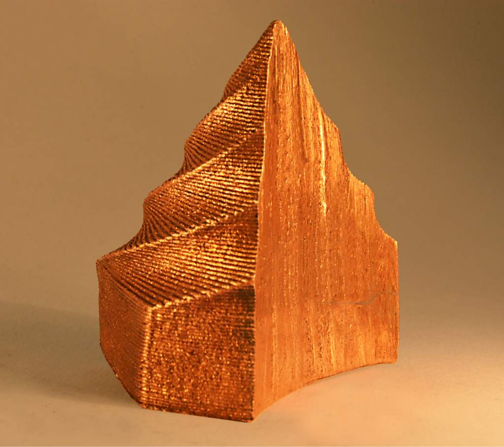 The Virtual Foundry 3D printed metal cone cut-away. 