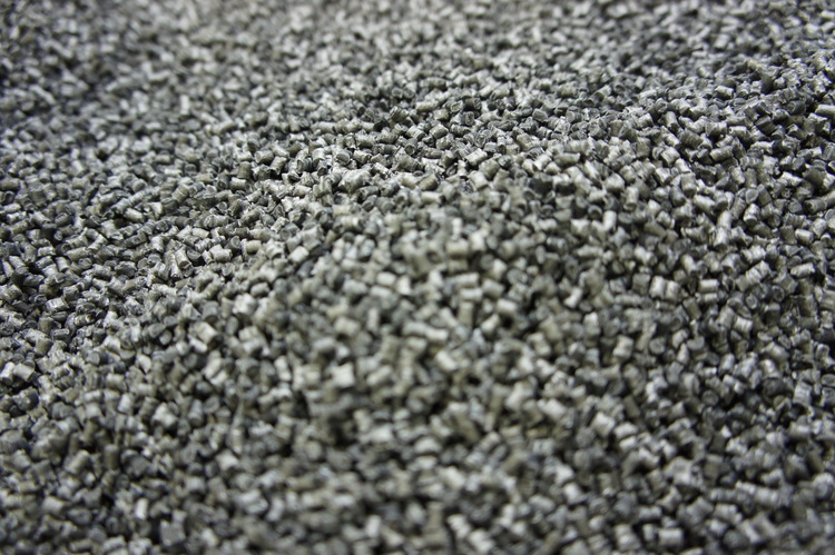 Pelletised, corbon-fiber reinforced feedstock for BAAM. Photo via: e-ci.com