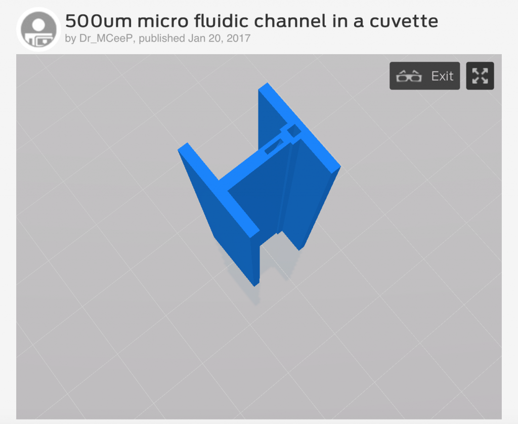 The 500 micron diameter openings in the top of the cuvette. Screenshot via Dr_MCeeP on Thingiverse