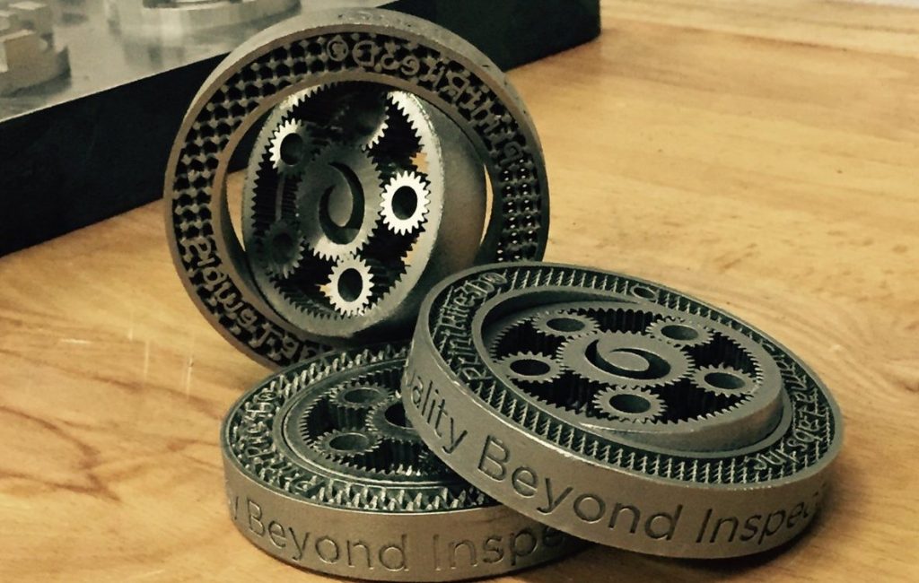 Planetary Gears 3D printed using PrintRite3D inspection software. Features the motto "Quality Beyond Inspection" Photo via @Sigmalabsinc on Twitter