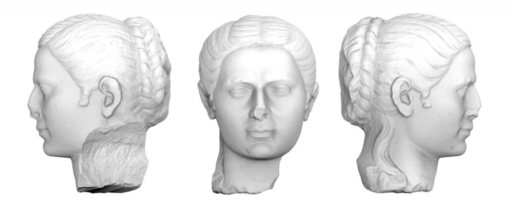 3D render of the marble head of a Roman Noblewoman from the 1st century BC.