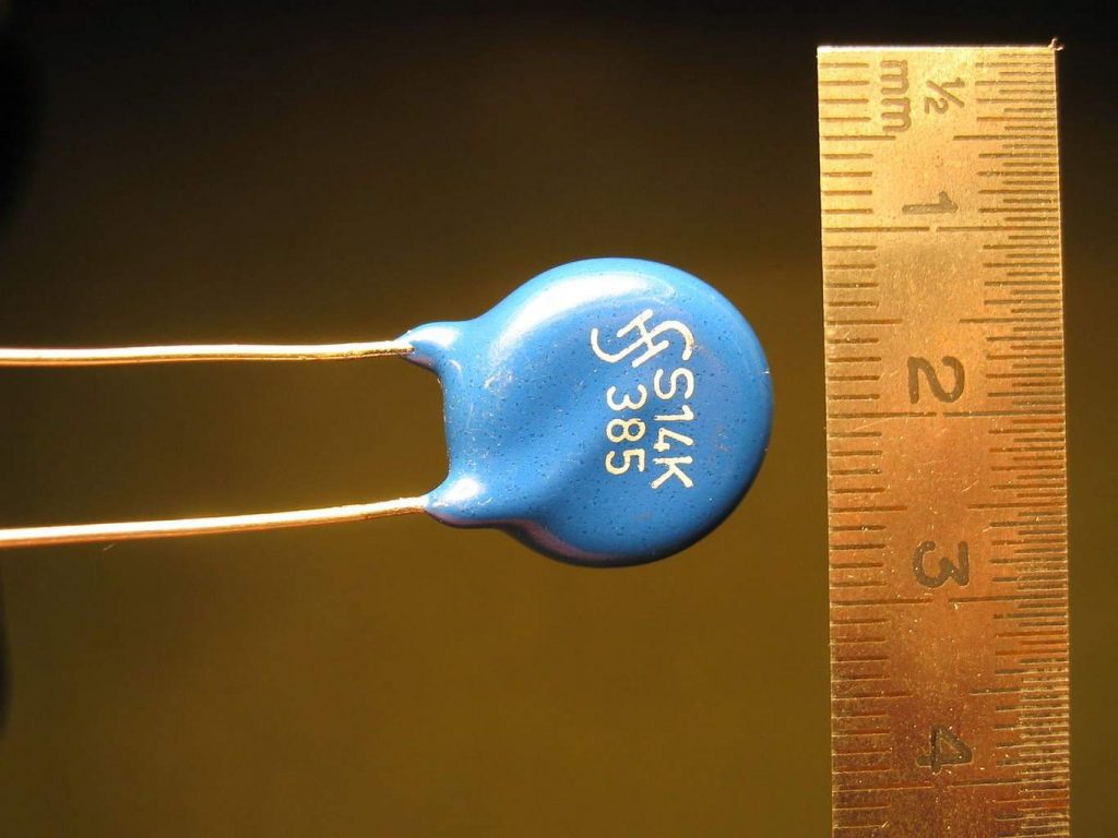 Metal-oxide varistor. Photo by Wikimedia Commons contributor Michael Schmid