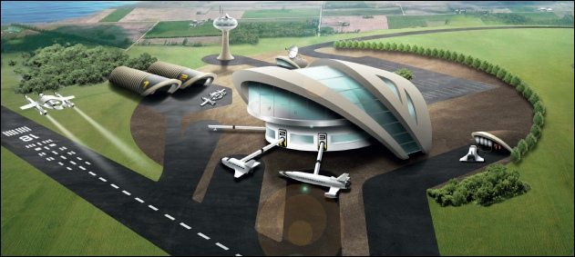 Artist impression of a UK spaceport. Image via Spaceport Newquay. 