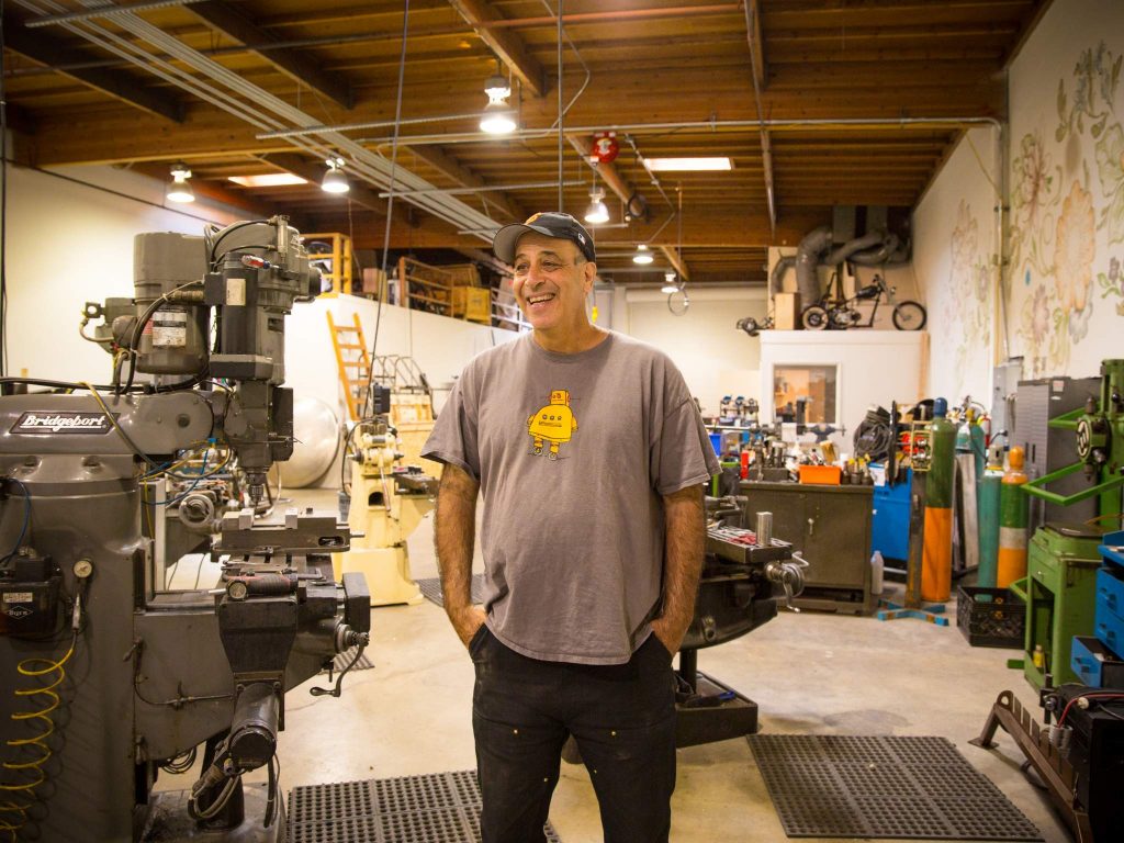 Carl Bass in his workshop at Autodesk. Photo via: Autodesk blogs