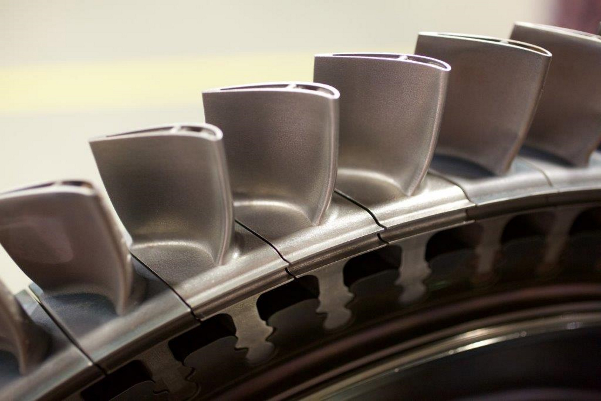 3D printed nickel supper alloy turbine blades. Photo via: Siemens