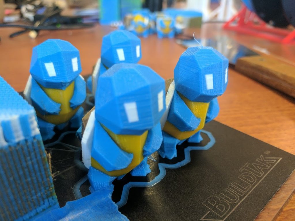 3D Prints of Flowalistik's low poly Squirtle. Photo by Michael Petch