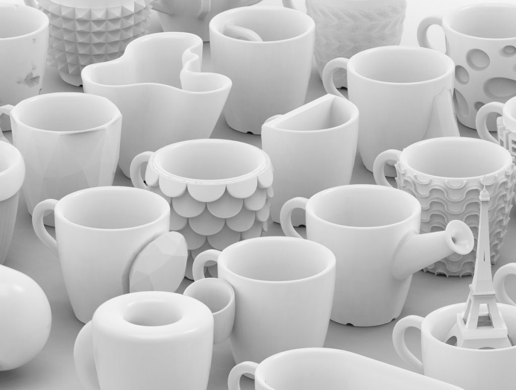 Custom designs of 3D printable model cups, from One Coffee Cup a Day | 30 days, 30 cups challenge by Bernat Cuni of Cunicode Design Studio