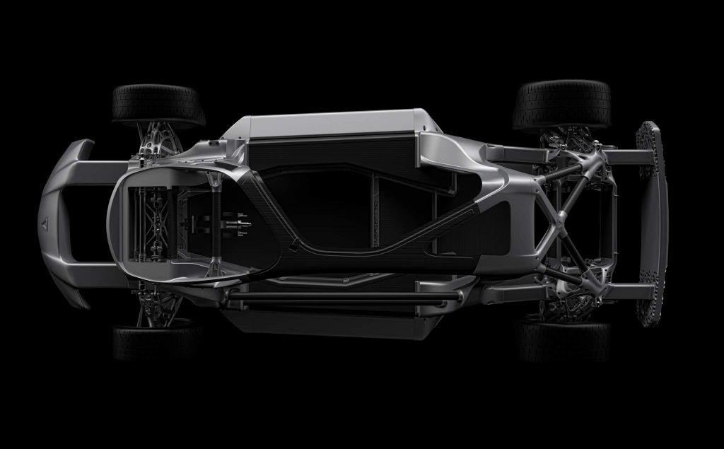 The 3D printed chassis of the Divergent Blade supercar. Image via Business Wire. 
