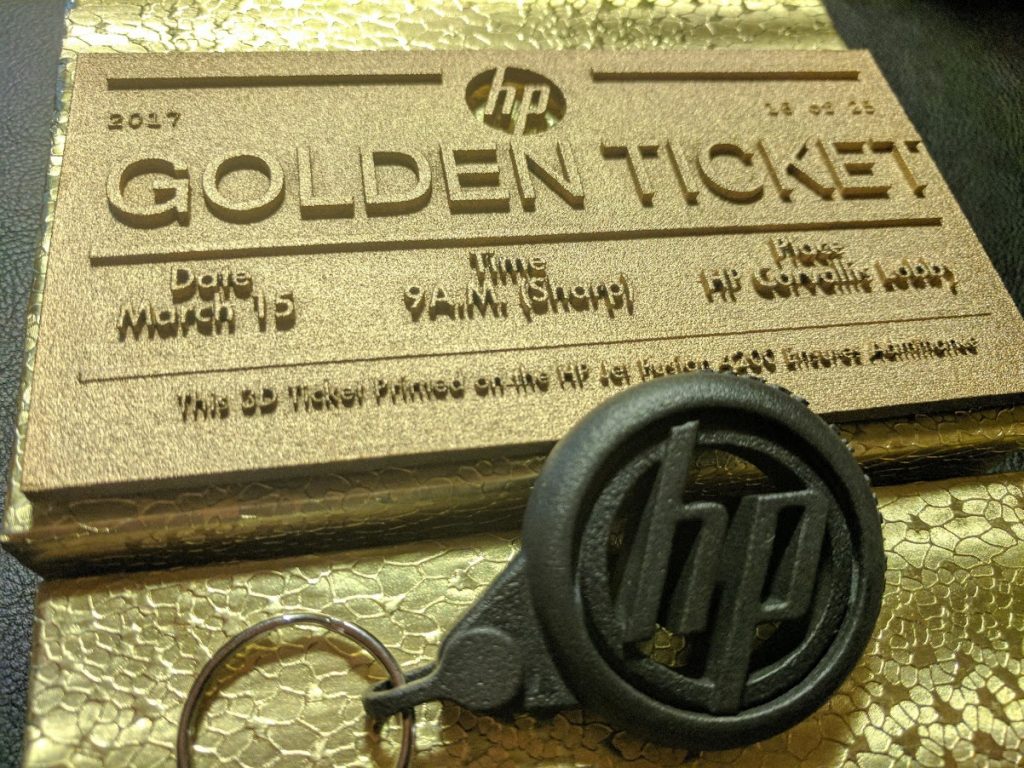 HP Golden Ticket printed on MJF. Photo by Michael Petch