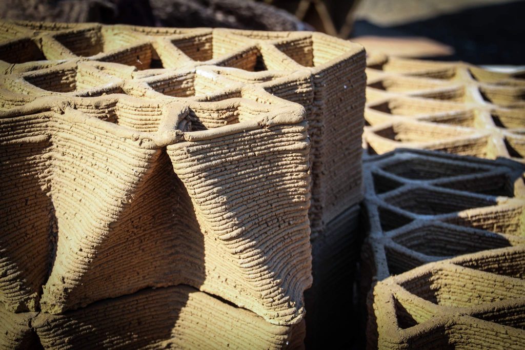 Detail of Terra Performa 3D printed "bricks".