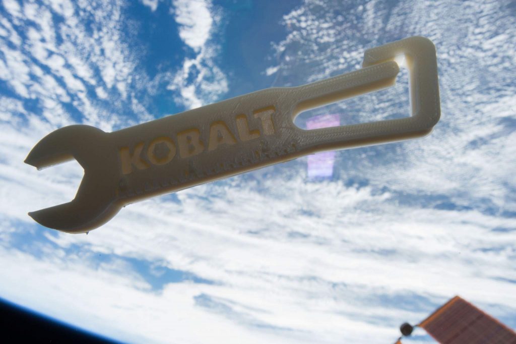 The Cobalt wrench 3D printed on the International Space Station. Photo via Made in Space