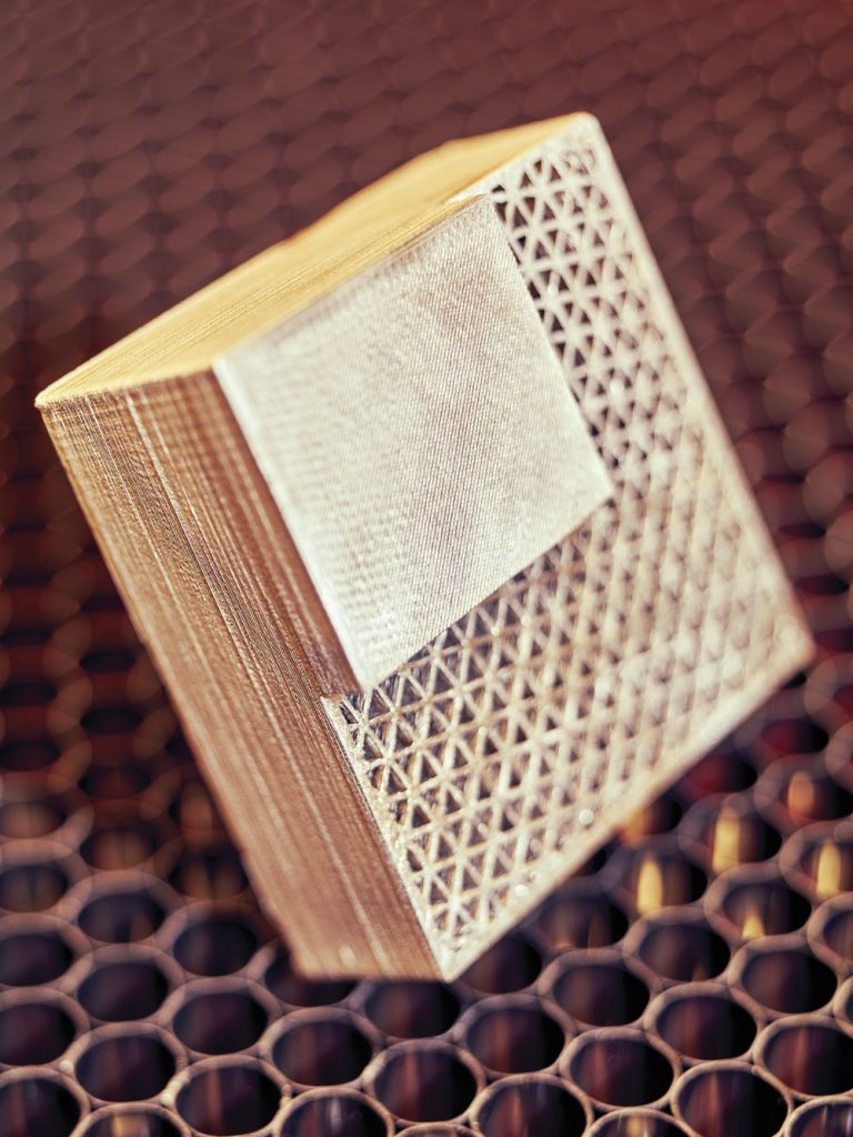 Demonstration of internal lattice structures. Photo via MIT Technology Review.