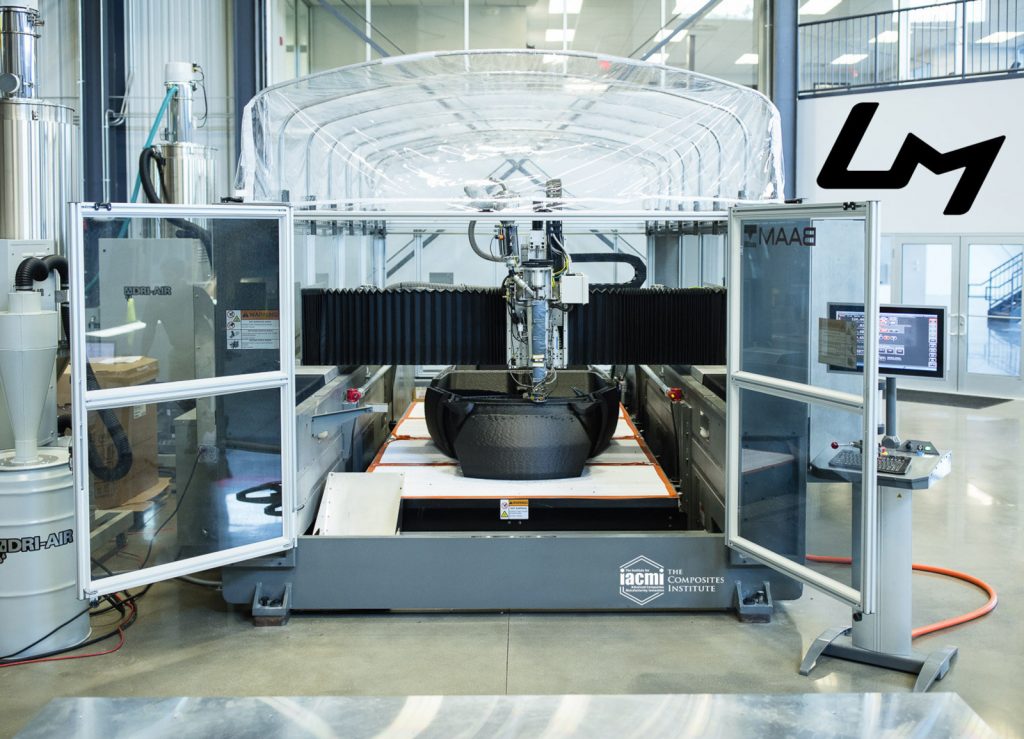 Big area additive manufacturing (BAAM) machine in use. Photo via IACMI