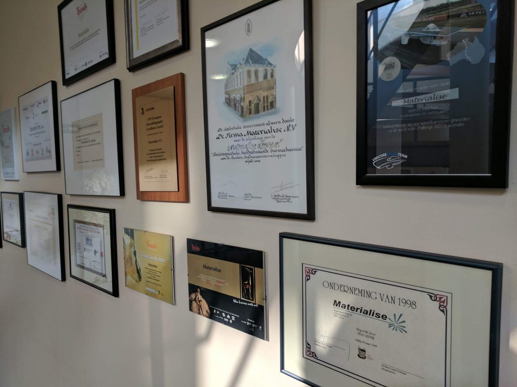 Materialise HQ's wall of achievements. Photo by Michael Petch.