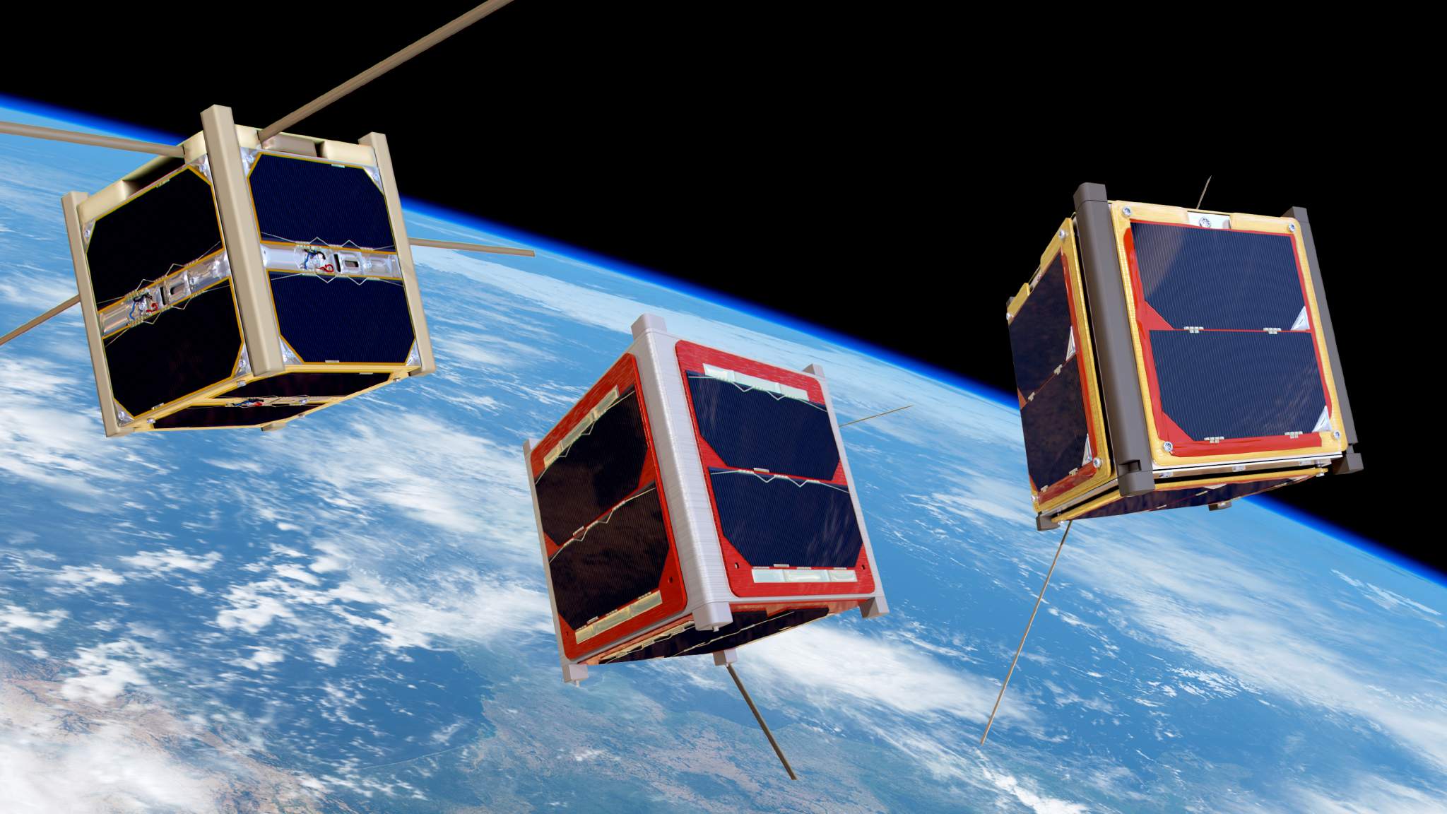 An artist's impression of Cubesats in orbit of the earth. Photo via ESA/Medialab.