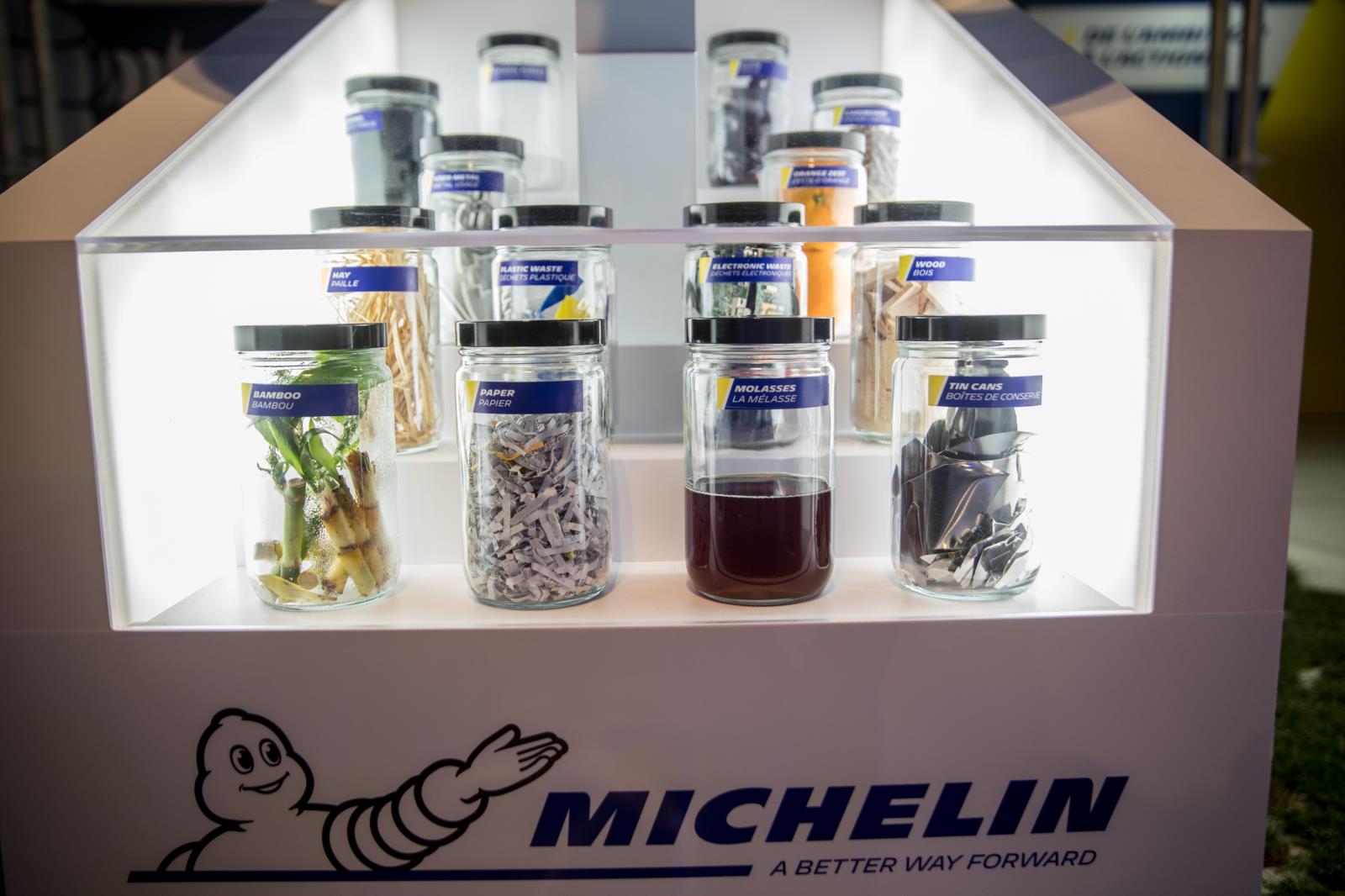 Michelin presented some of the 'bio-sourced' ingredients that were used to develop the tire. Photo via Jimmy Hamelin/Michelin. 