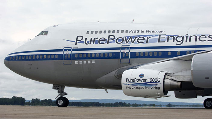 The PurePower PW1000G engine developed by Pratt & Whitney. Photo via Pratt & Whitney. 
