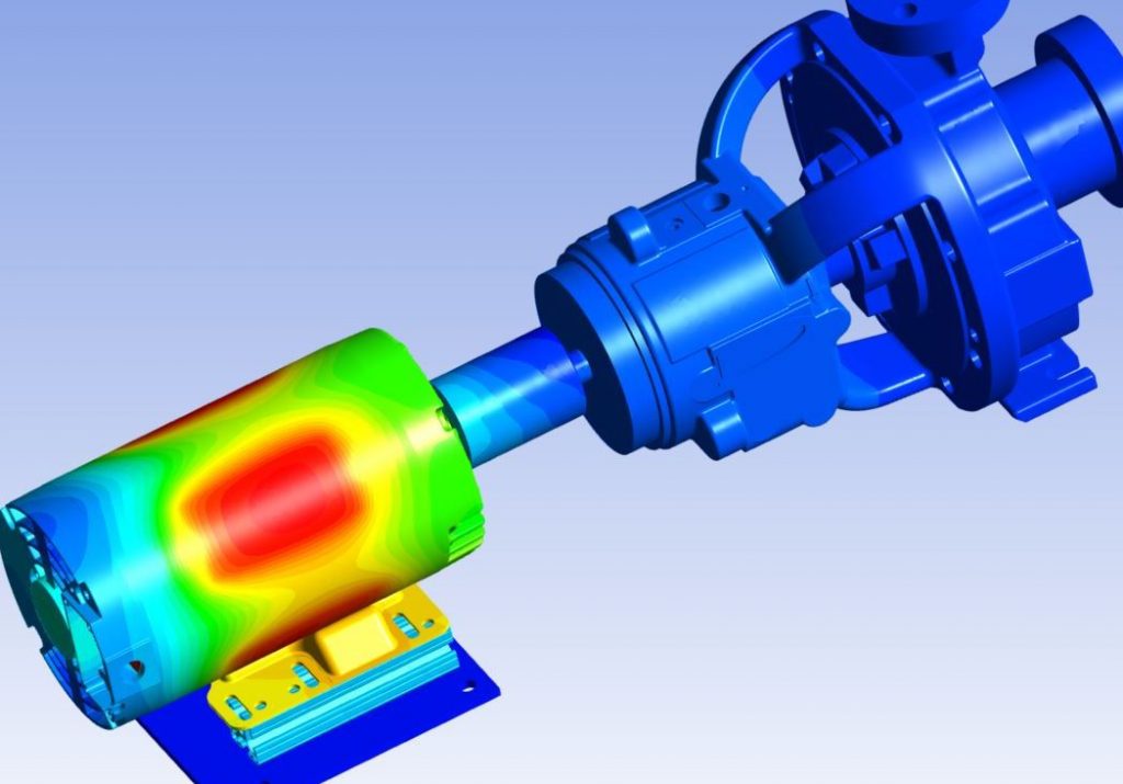 Digital simulation of a motor pump overload using ANSYS/Thingworx integration. Image via ansys.com
