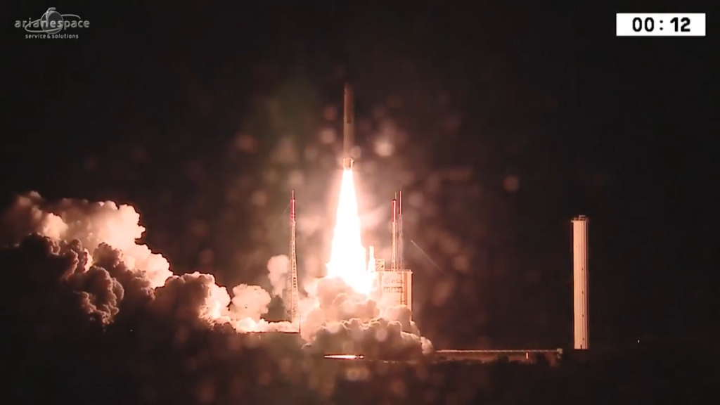 Snapshot of the Arianespace Flight VA237 / ViaSat-2 and EUTELSAT 172B launch, 1 June 2017. Screenshot via: arianespace on YouTube