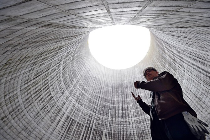 Inside the Unit 2 cooling tower at the DoE's Watts Bar Nuclear Plant. Photo by Mark Zaleski/AP